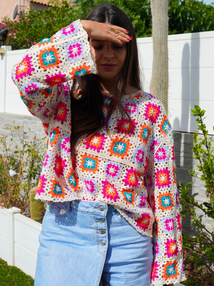 Top crochet coloré