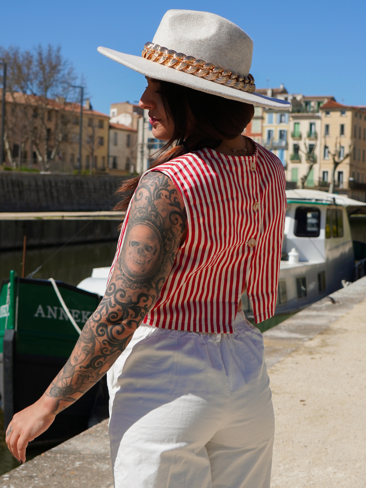 Crop top rayures rouge