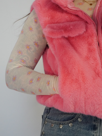 Gilet fausse fourrure rose