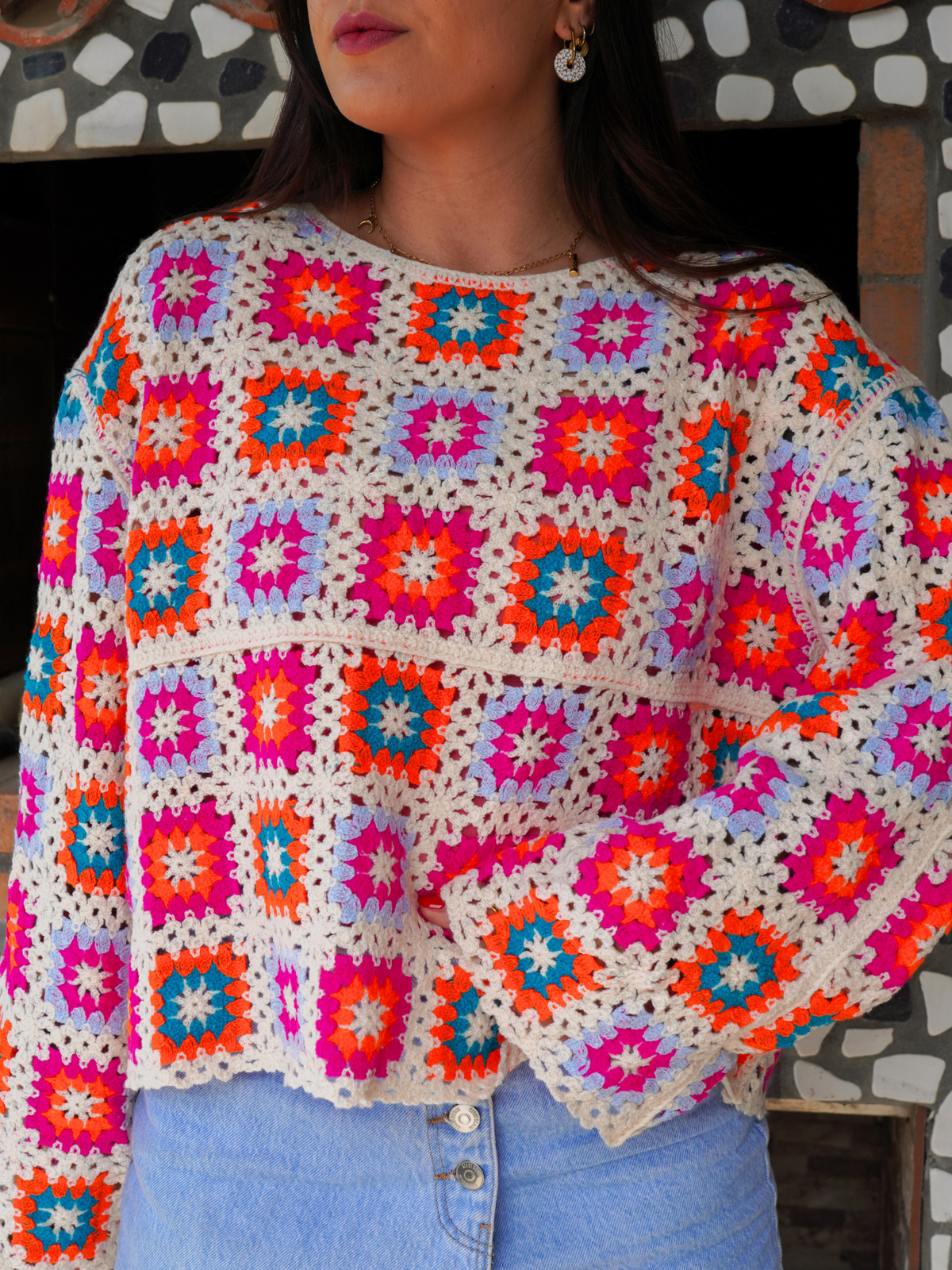 Top crochet coloré