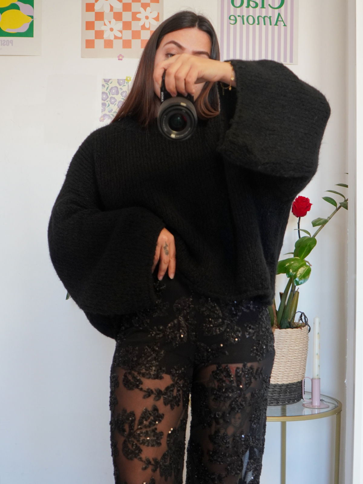 Pantalon sequin noir