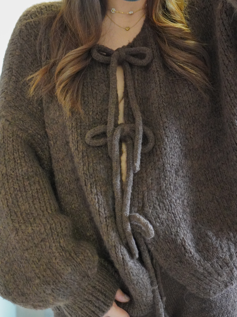 Pull gilet nœud chocolat