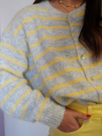 Cardigan gris/jaune