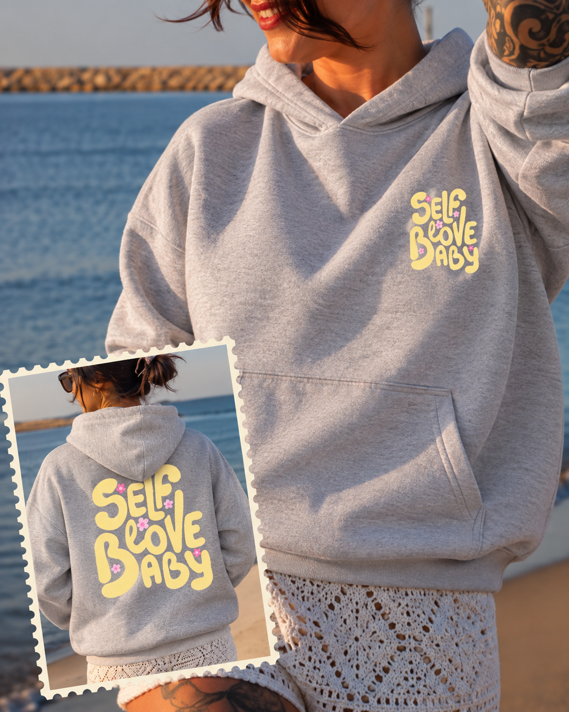 Sweat capuche (poche) Self Love Baby (3 couleurs)