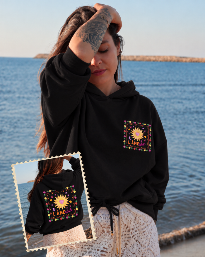 Sweat capuche (nœud) l'âme soleil (❤️🖤🩶🩷)