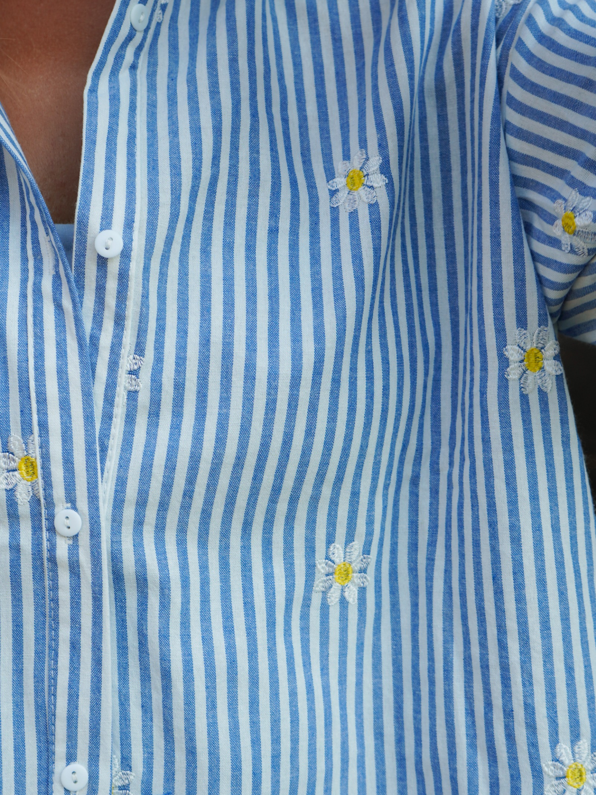 Chemise rayure brodée bleu