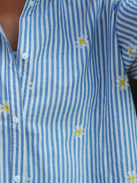 Chemise rayure brodée bleu
