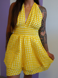 Combishort vichy jaune