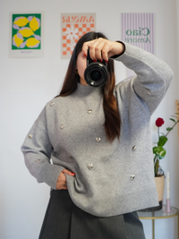Pull cœur gris