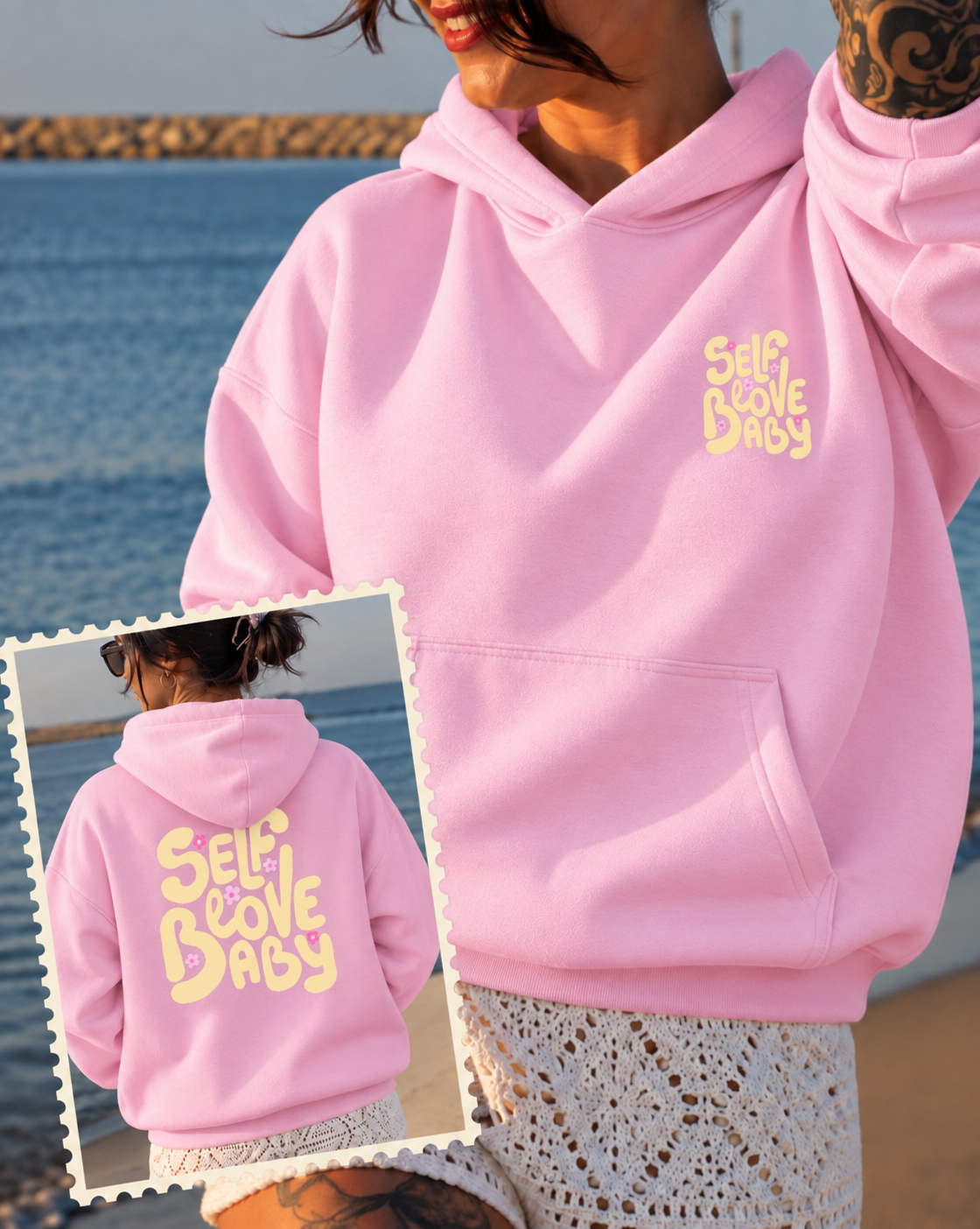 Sweat capuche (poche) Self Love Baby (3 couleurs)