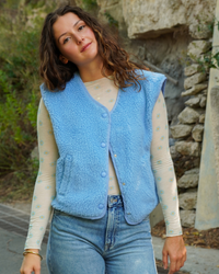 Gilet moumoute bleu