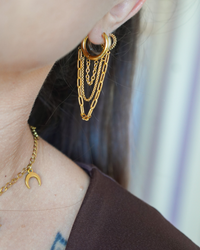 Boucle d'oreille créoles avec chaînes