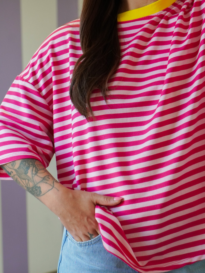 T-shirt rayures rose