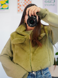 Gilet fausse fourrure olive