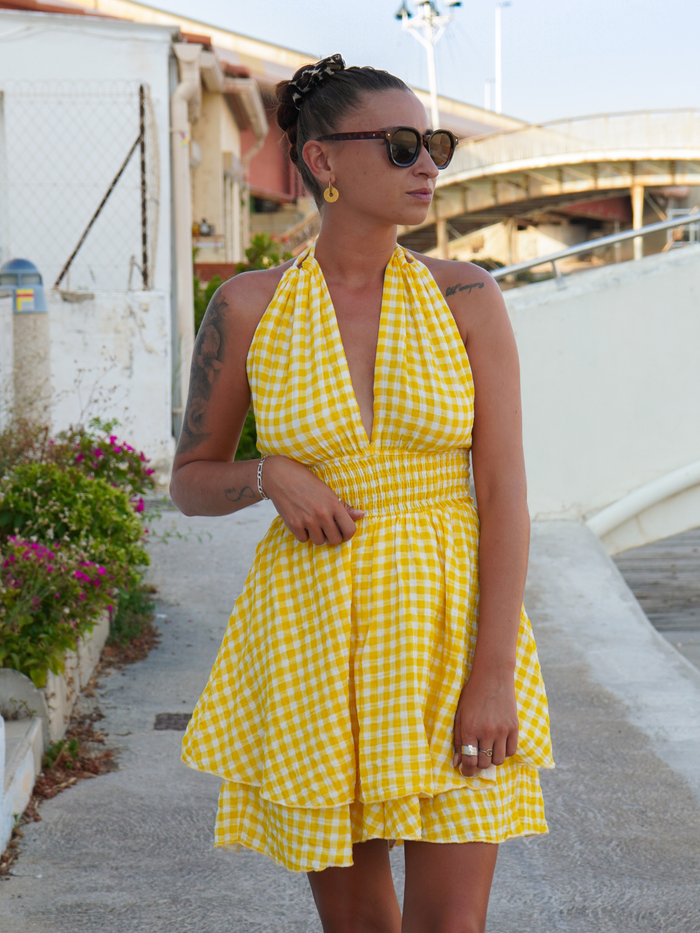 Combishort vichy jaune